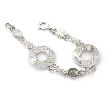 Tourmalinated Quartz Silver Bracelet